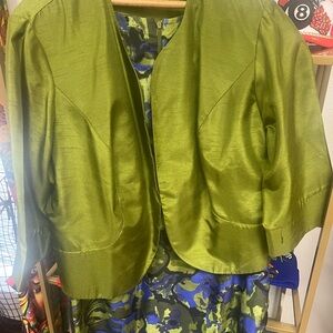 Dana Kay Olive Jacket with Blue and Olive Dress